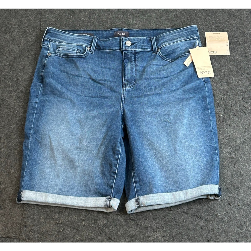 NYDJ Women's Size 16 Briella Bluewell Roll Cuff Jean Shorts Lift Tuck NWT $69